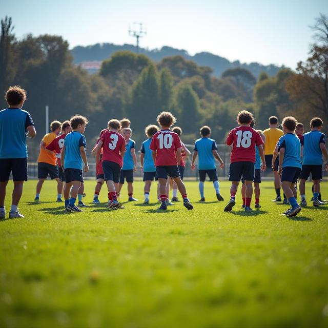 Esercitazione pressing con giovani calciatori